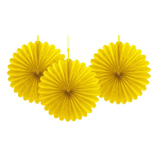 Pappersfjädrar Gula Mini Hängande Dekoration - 3-pack