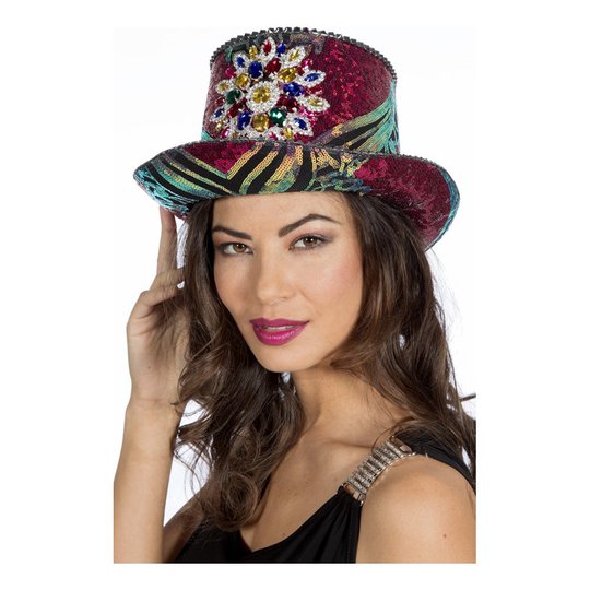Festivalhatt Hot Pink med Diamanter - One size