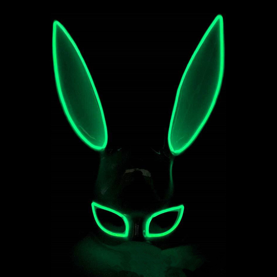 EL Wire Kanin LED Mask - Ljusgrön