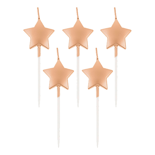 Tårtljus Stjärnor Roséguld Metallic