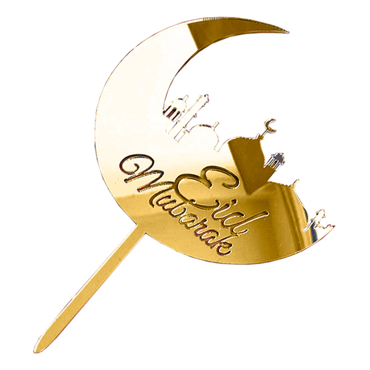 Eid Mubarak Cake Topper i Akrylplast - Guld