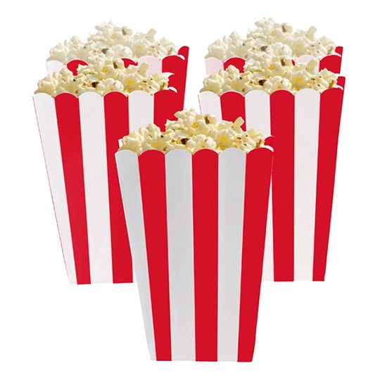 Popcornbägare Röda Randiga - 5-pack