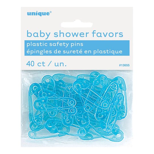 Babyshower Säkerhetsnålar Blå i Plast - 40-pack