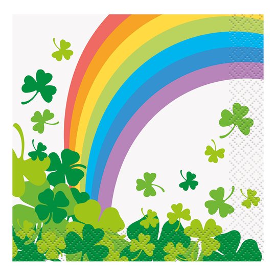 Kaffeservetter St Patrick's Day Regnbåge - 16-pack