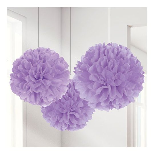 Pom Pom Ljuslila Hängande Dekoration - 3-pack
