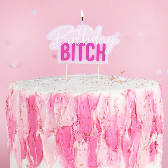 Tårtljus Birthday Bitch Rosa/Vit - 1-pack