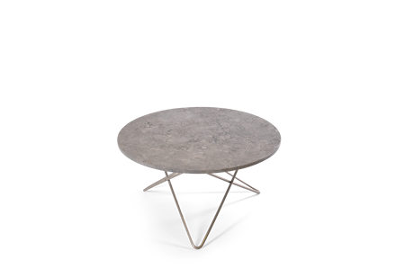 O Table Matbord Rostfritt Stål/Grå Marmor Ø80