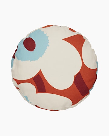 Unikko Kudde Rund 43Cm Orange/Off White/Ljusblå