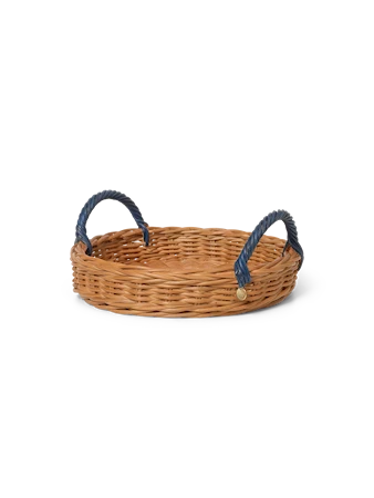 Blue Bricka med handtag Ø30 cm Natur/Blå