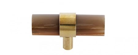 KNOB/HOOK , brown horn/brass, small