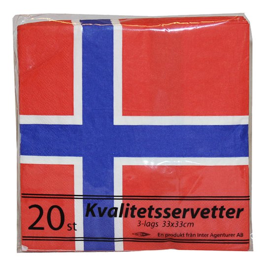Servetter Norska Flaggan - 20-pack