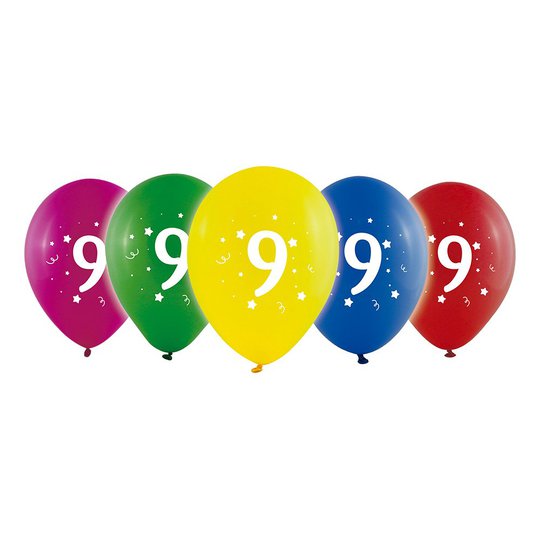 Sifferballonger Siffra 9 - 10-pack
