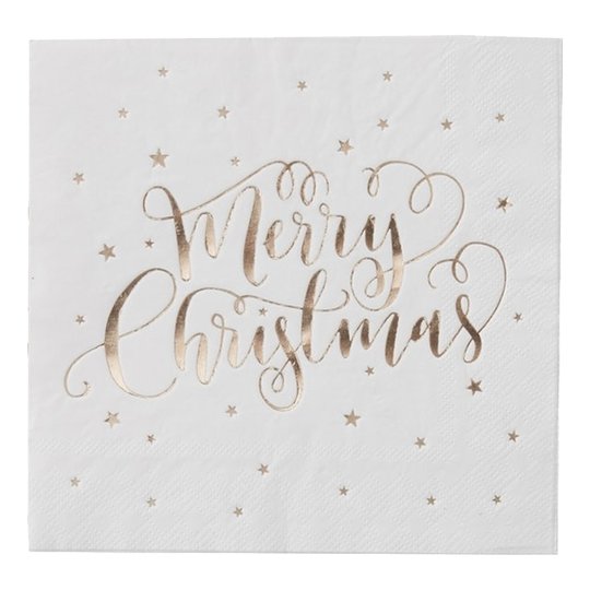 Servetter Merry Christmas Guld - 20-pack