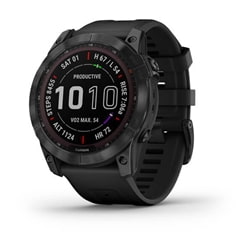 Garmin Fenix 7X Sapphire Solar, Black Ti W/Black Silicone Band