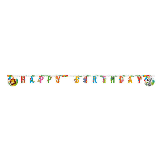 Bokstavsgirlang Happy Birthday Djungeldjur