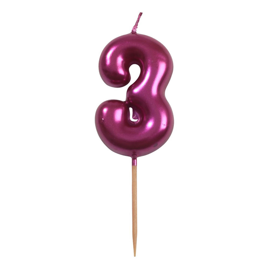 Tårtljus Siffra Rosa Metallic - Siffra 3