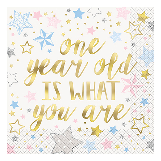 Servetter One Year Stjärnor Twinkle - 16-pack