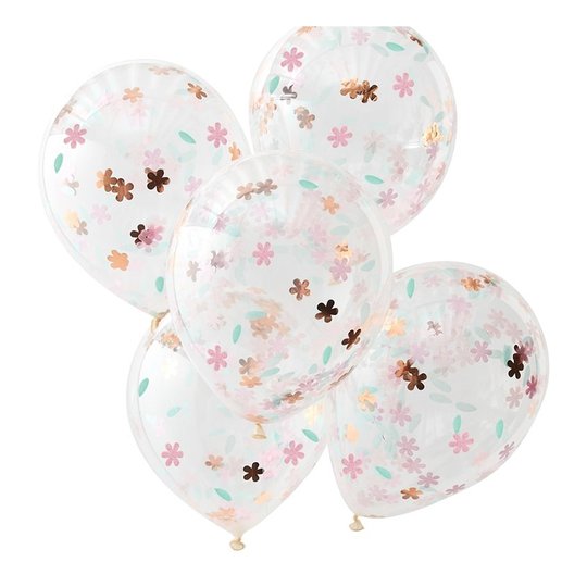 Konfettiballonger Blommor - 5-pack