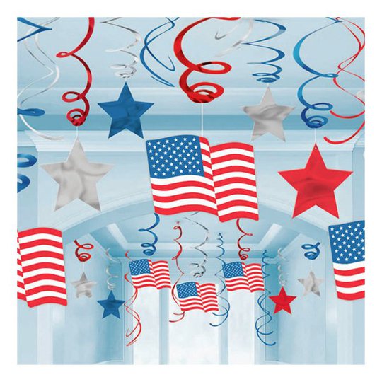 Swirls USA Hängande Dekoration - 30-pack