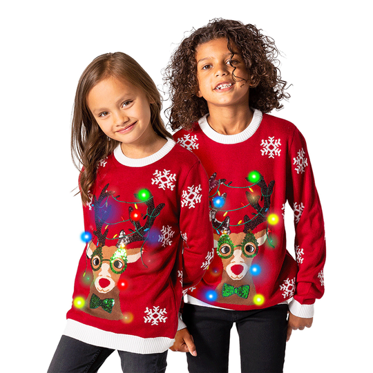 Rudolf LED Jultröja för Barn - 6-8 år (122/128)