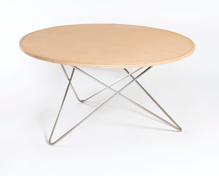 O-table leather soffbord – Nature/stainless