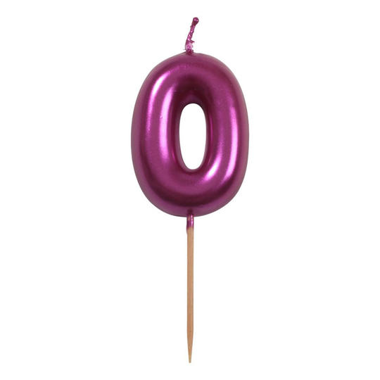 Tårtljus Siffra Rosa Metallic - Siffra 0