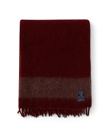 Stiped Mohair Pläd Ullmix 130x170 Röd/Beige