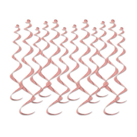 Swirls Roséguld Metallic Hängande Dekoration - 12-pack
