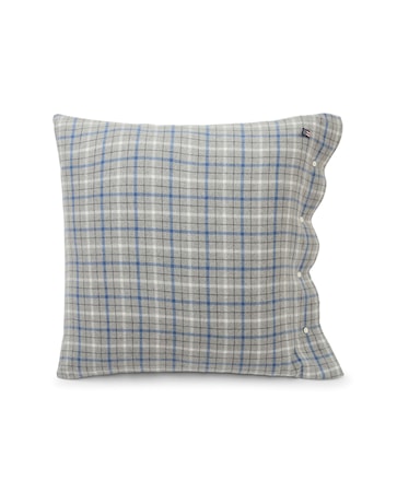 Örngott Rutig 65x65 cm Bomull/Flanell Grå/Blå
