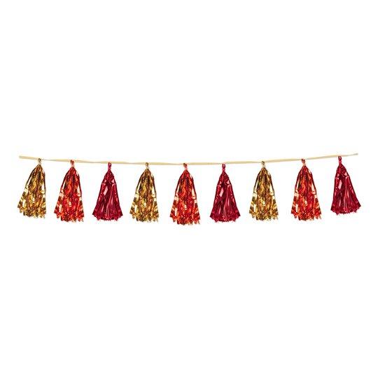 Girlang Tofsar Guld/Orange/Röd Metallic