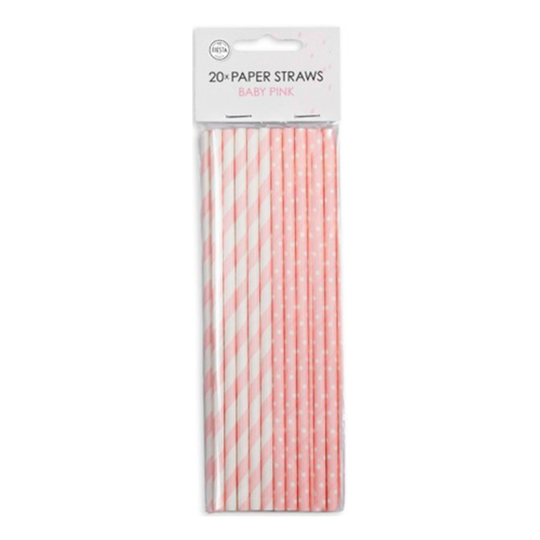 Papperssugrör Babyrosa - 20-pack