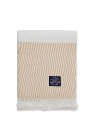 Herringbone Striped Pläd Beige