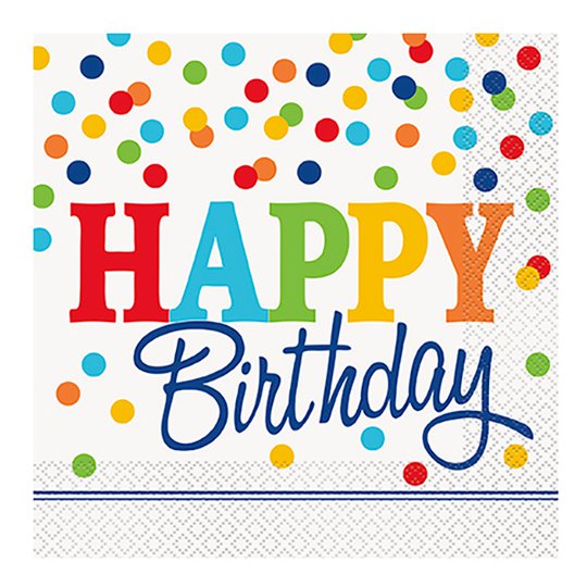 Servetter Polka Dot Happy Birthday - 16-pack