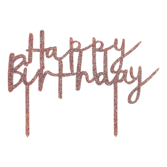 Tårtdekoration Happy Birthday Roséguld