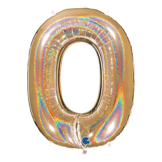Sifferballong Glitter Guld - Siffra 0