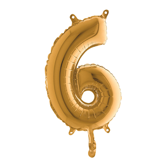 Sifferballong Mini Guld Metallic - Siffra 6