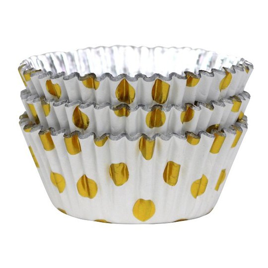 Muffinsformar Vita med Guld Prickar - 30-pack