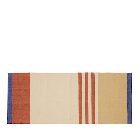 Tæppe, beige/sand/rød/blå