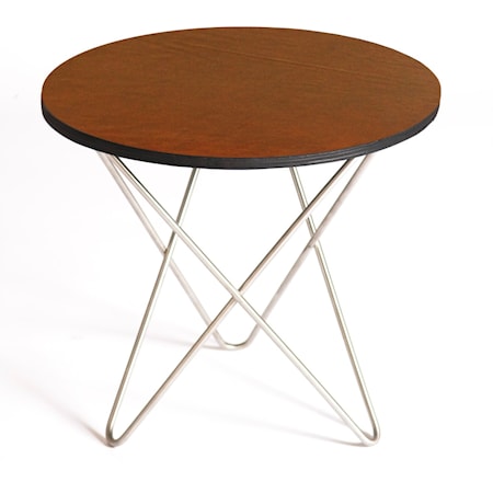 Mini o-table leather sidobord – Nature/brass