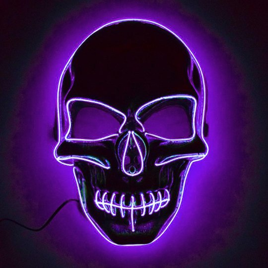 El Wire Skull LED Mask - Lila