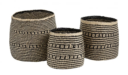 Flätad korg Cozy 3 st Svart
