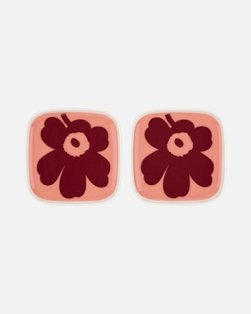 Oiva / Unikko Tallrik 10 x 10 cm Rosa/Röd