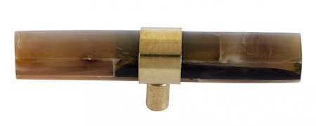 KNOB/HOOK , brown horn/brass, large