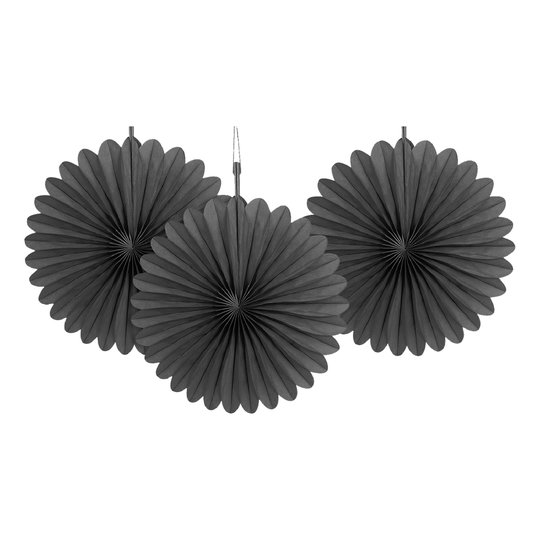 Pappersfjädrar Svarta Mini Hängande Dekoration - 3-pack