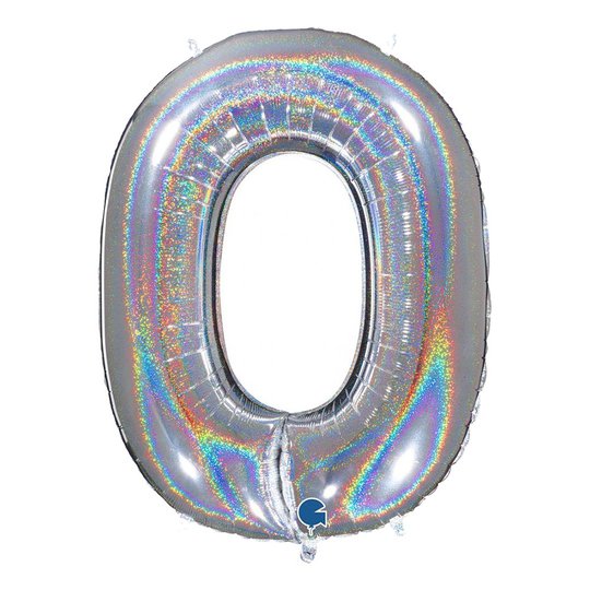 Sifferballong Glitter Silver - Siffra 0