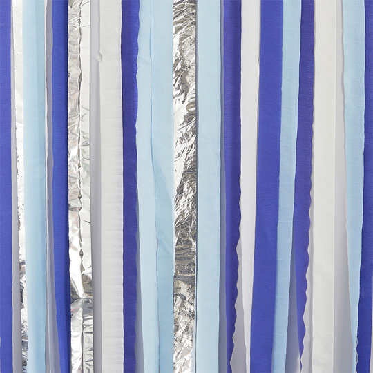 Backdrop Streamers Blå/Silver Mix