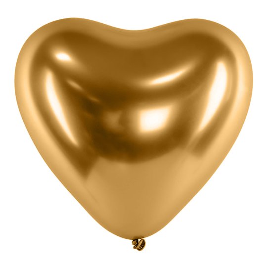 Hjärtballonger Krom Guld - 10-pack