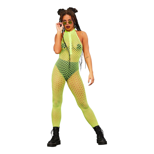 Gul Ärmlös Bodysuit Nätad - One size