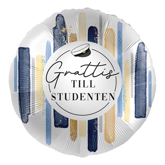 Folieballong Grattis Till Studenten Blå/Gul