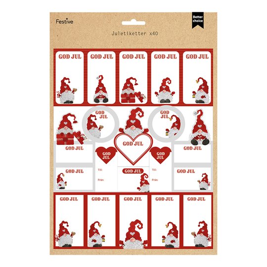 Juletiketter - 40-pack